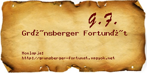 Grünsberger Fortunát névjegykártya
